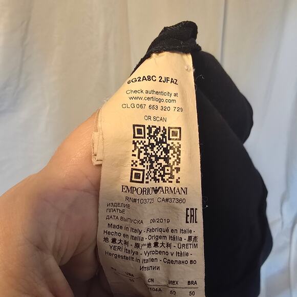 EMPORIO ARMANI Women's Cap-Sleeve‎ Gathered Waist Milano Dress Black IT50 US14 - Picture 8 of 8